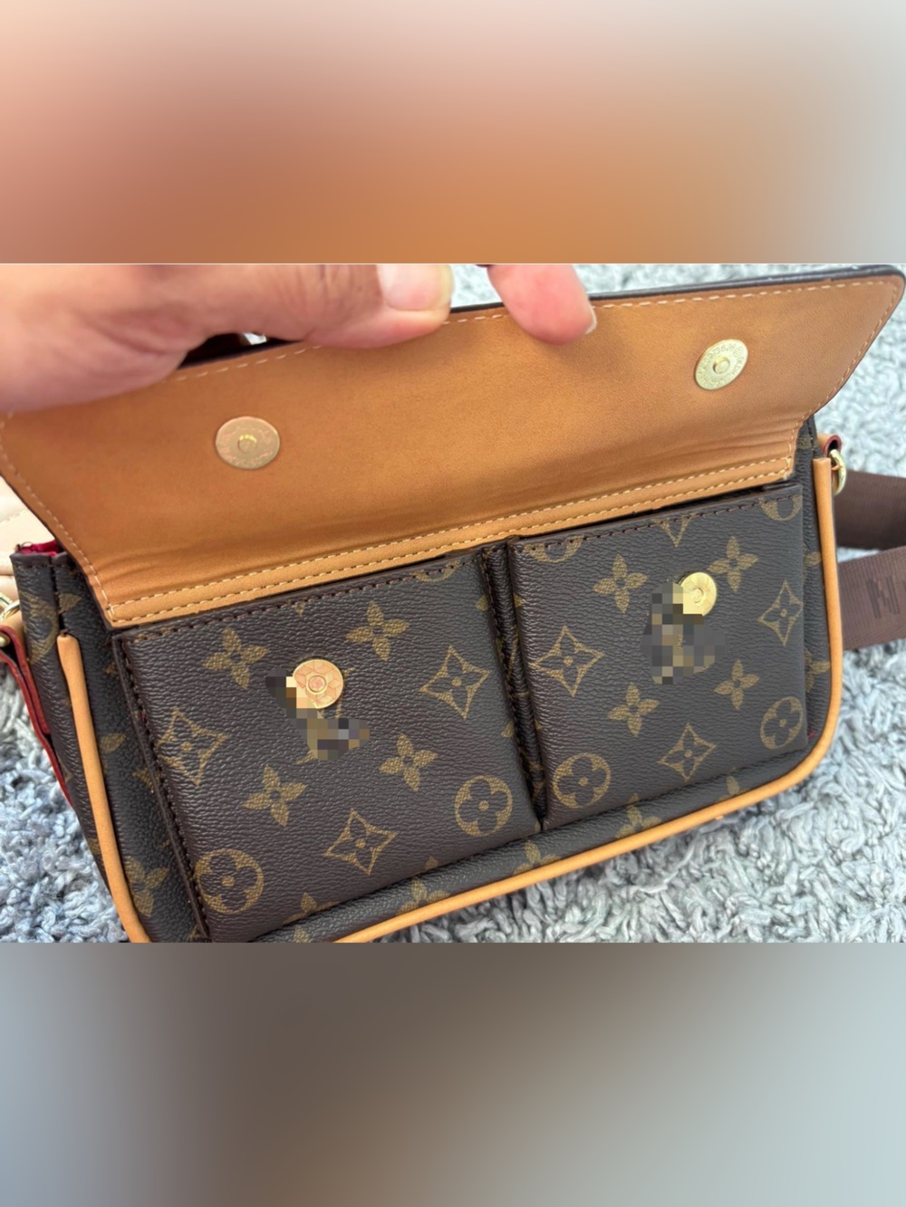 Monogram Canvas Messenger Bag in Brown